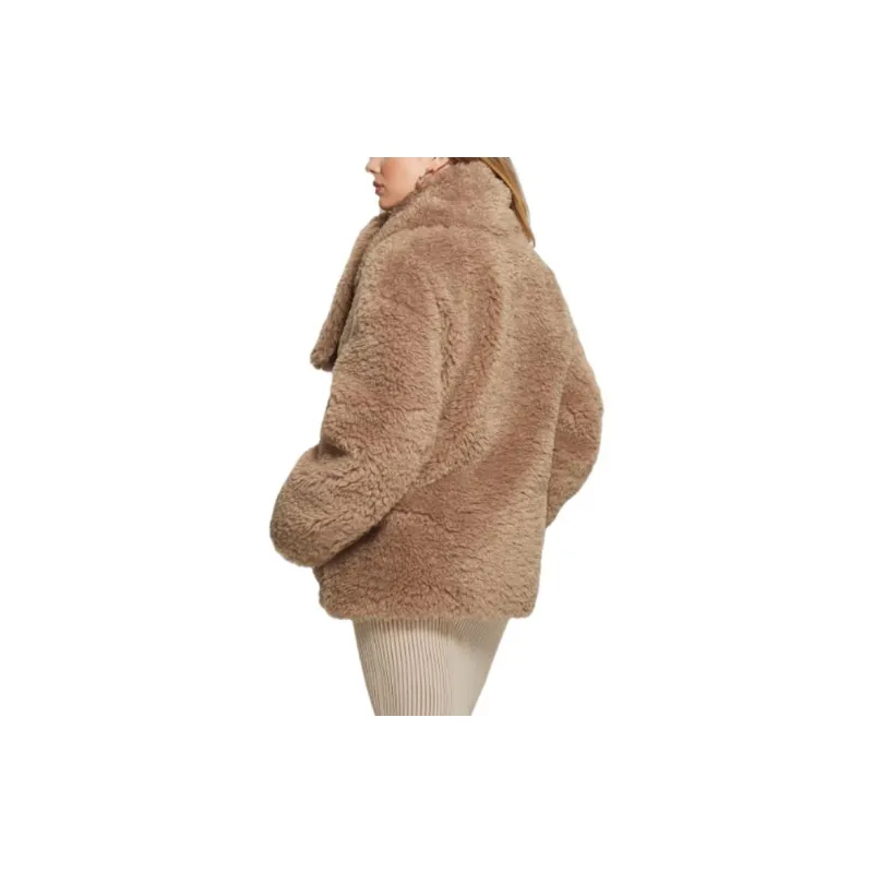 GUESS Rebecca Scarf Teddy Jacket Jackets Coats Women's Brown-2