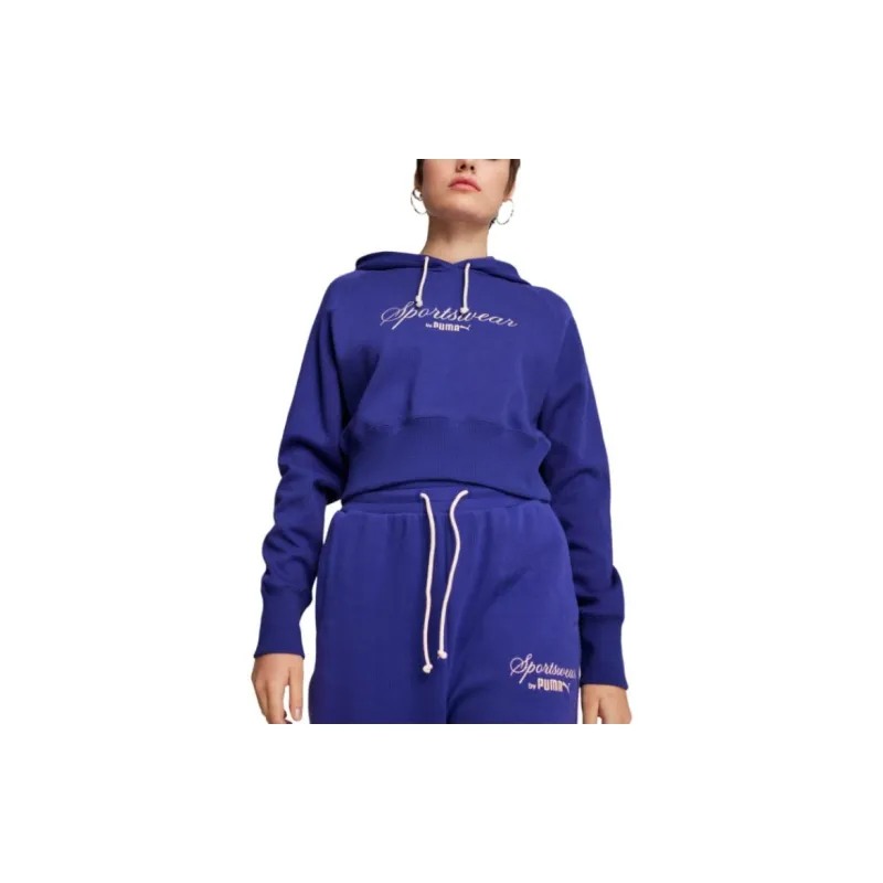 PUMA CLASSICS+RELAXED Hoodie Sweatshirt Women's Blue Purple-2