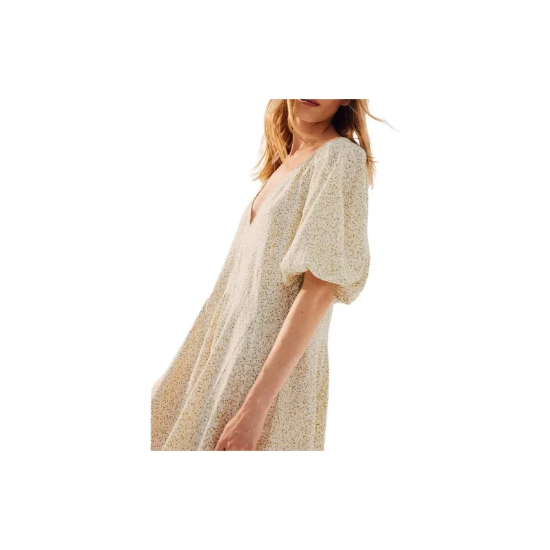 H&M Short Sleeved Dress Women's White/Yellow Floral-2