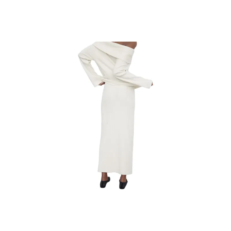 ZARA Casual Long Skirt Women's Frosted White-4