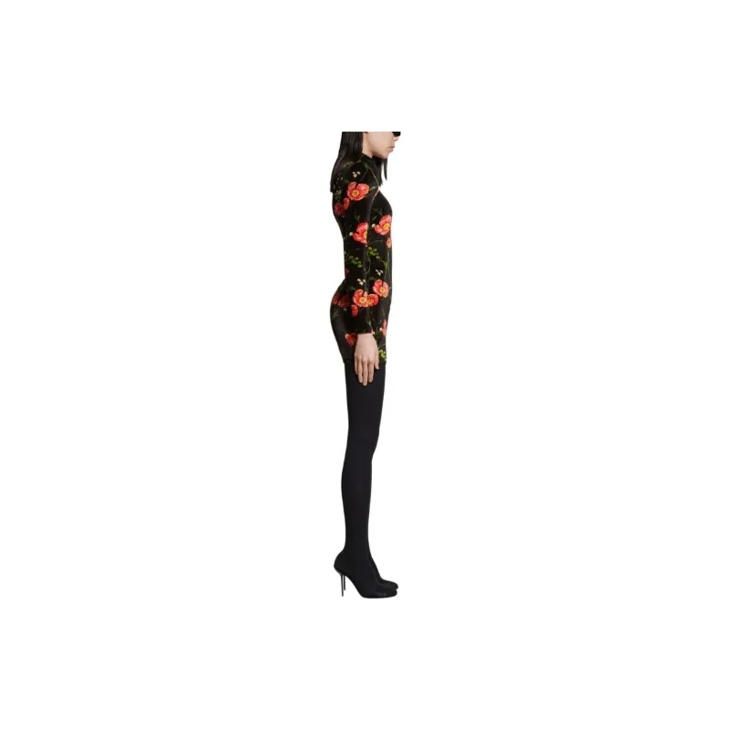 Balenciaga Flower Print Long-Sleeve Dress-4