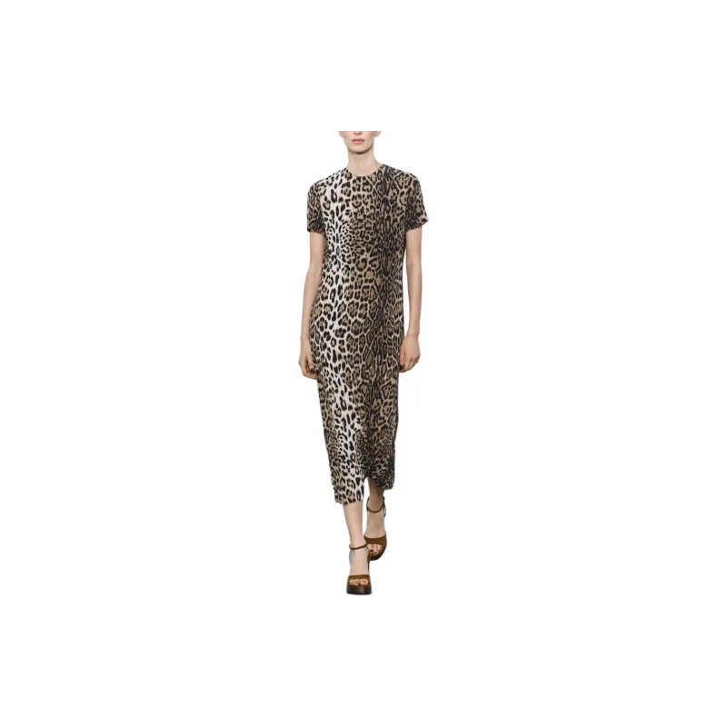 ZARA Short Sleeved Dresses Women's Leopard Print-4