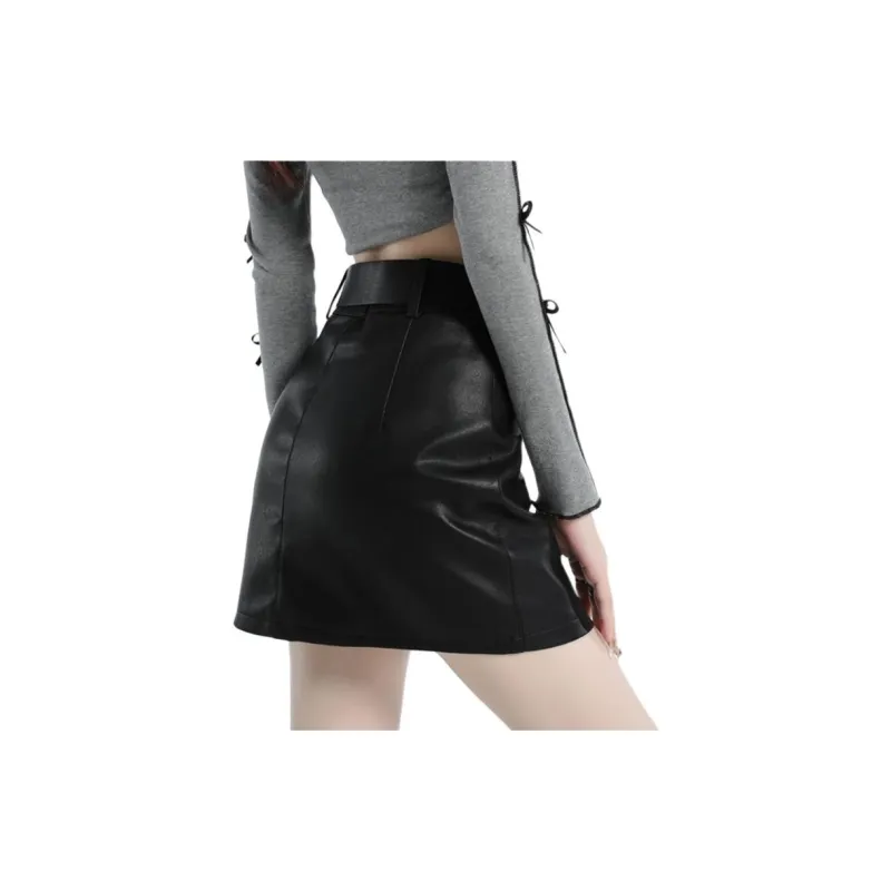 Concubine Zhu Leather Short Skirts Women's-9