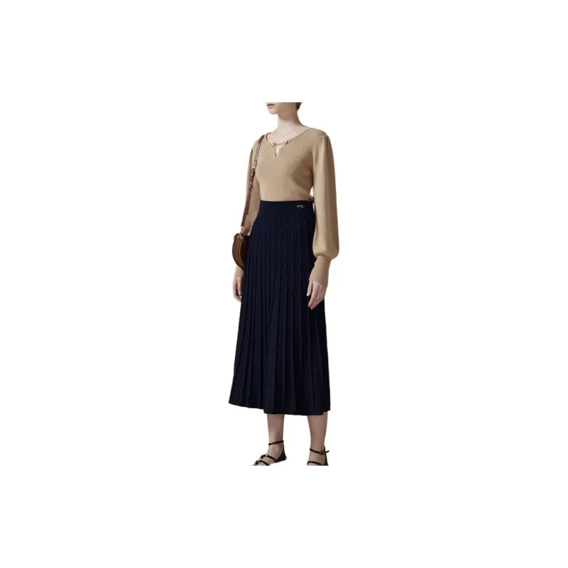 DKNY Casual Long Skirt Women's Navy Blue-3