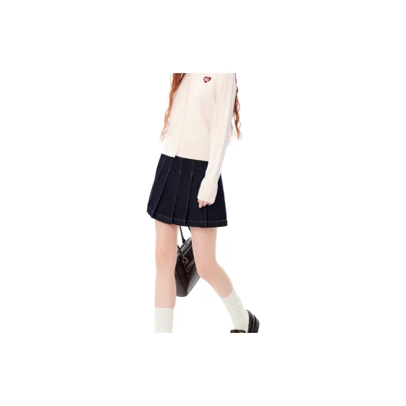 LEDIN Denim Short Skirts Women's Dark Blue-3