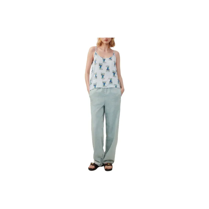 AMERICAN VINTAGE A.M SS24 PANTALON FEMME BESOBAY Jeans Women's Dirty Blue-2