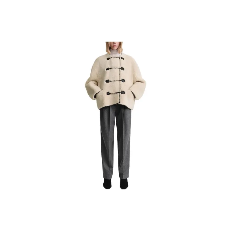 TOTEME Teddy Shearling Clasp Buttoned Coat-1