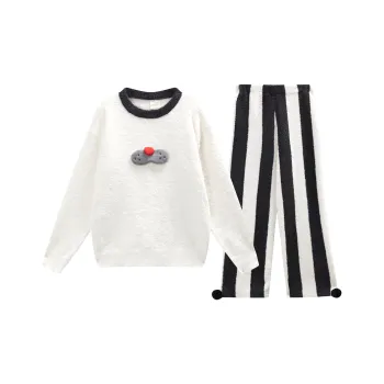 YSO Cool Cat Series Pajama Set Women's Ecru