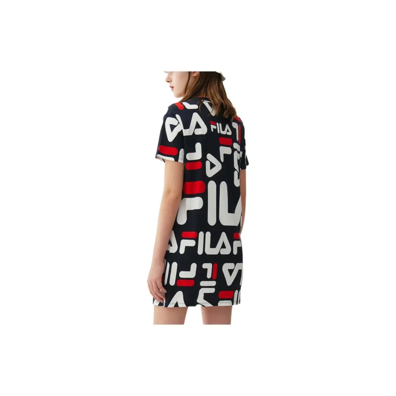 FILA Short Sleeved Dress Women's Navy Blue-4