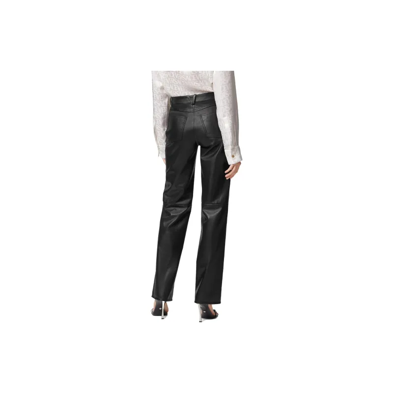 VERSACE Straight-leg Leather Trousers-3