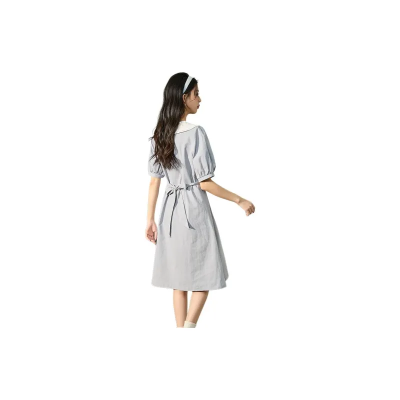 Tonlion Short Sleeved Dress Women's Light Aqua Blue-1