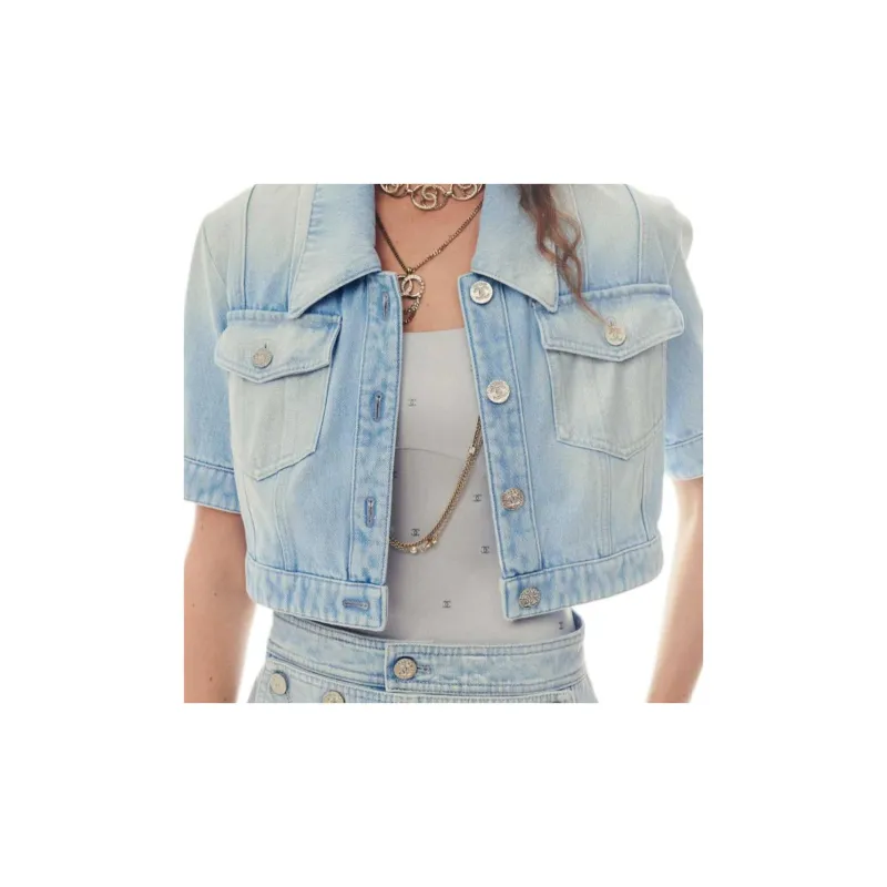 CHANEL Denim Jacket Women's Blue-4