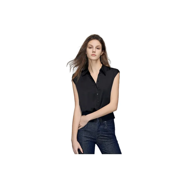 【dme】 Chiffon Shirts Women's Black-2