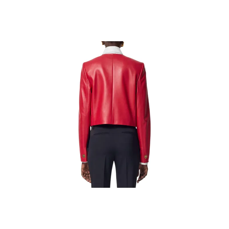 VERSACE Button-Up Leather Jacket-2