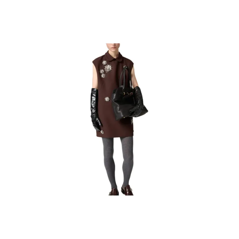 MIU MIU Sleeveless Dress Women's Cocoa Brown-1