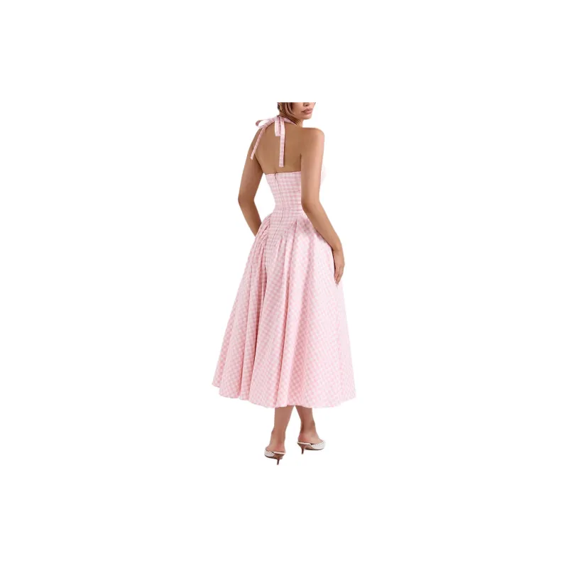 HOUSE OF CB Marilyn Slip Dress Women's Strawberry/Cream Strawberry-4