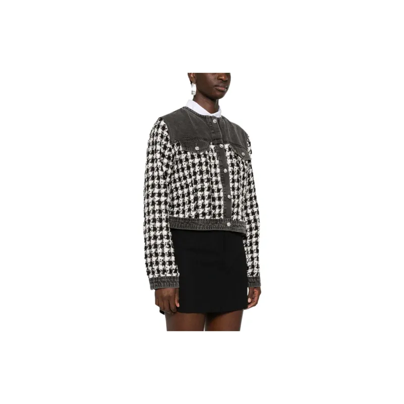 LIU·JO Houndstooth Jacquard Embellished Denim Jacket-3