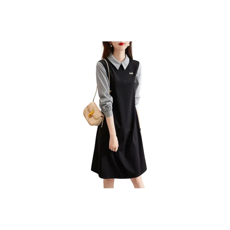 XWI Skirt Long Sleeved Dress Women's Black-2