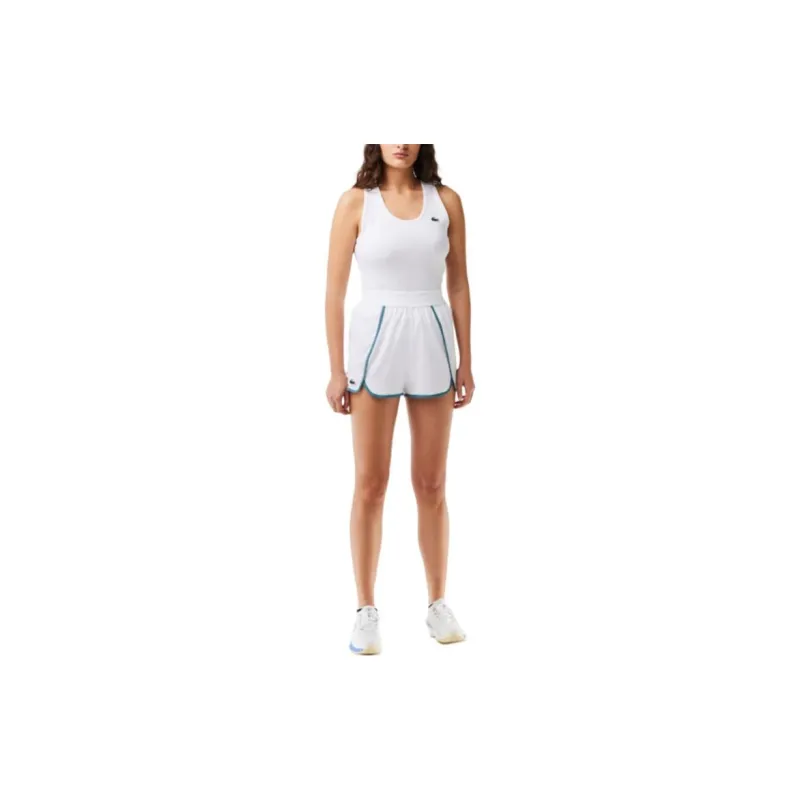 LACOSTE Casual Shorts Women's White/Blue-1