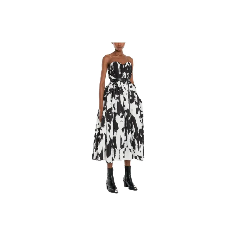 Alexander McQueen Sleeveless Dresses Women's Black/White-4