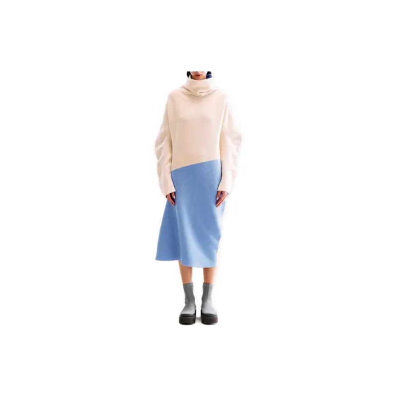 ISSEY MIYAKE Long-Sleeved Dresses Women's Blue With White Lettering-2