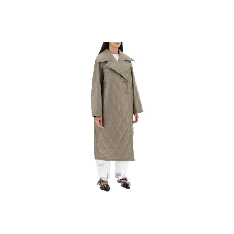 GANNI Oversize Quilted Coat-4