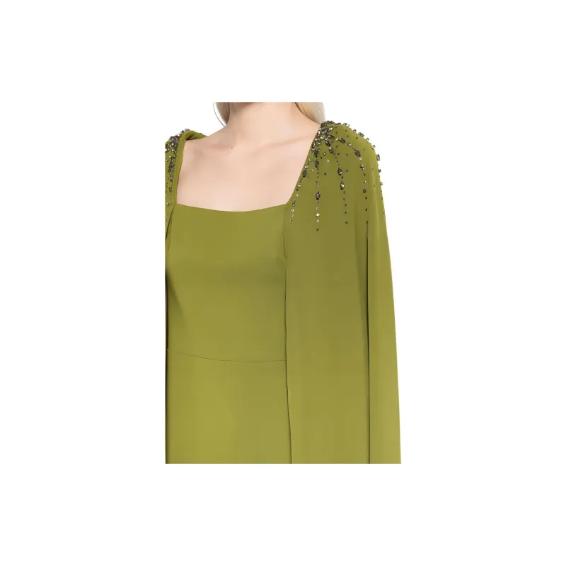 Marchesa Notte Embellished Cape Gown Dress-2