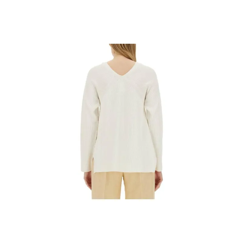Fabiana Filippi U Neck Long Sleeved Ribbed Jumper-2