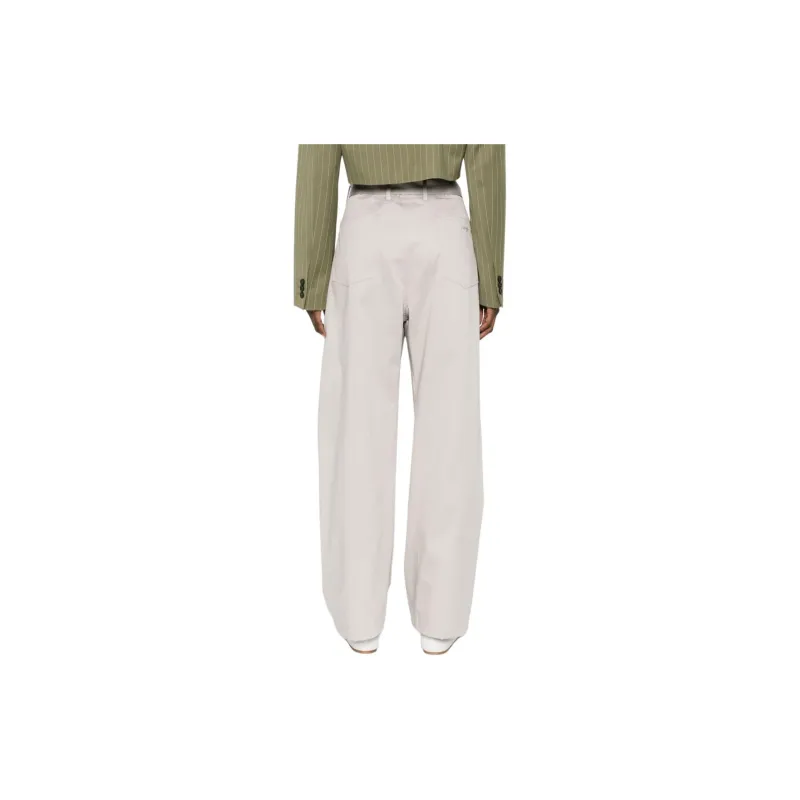 MSGM High Waist Wide Leg Belted Twill Trousers-2