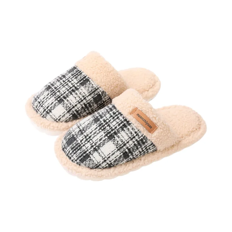 Cotton Slippers For Fall And Winter Indoor Unisex Slip Resistant Fleece Lined Warm Couple's Floor Cotton Slippers-0