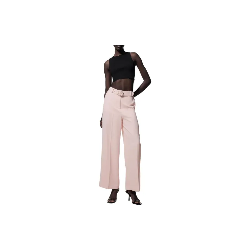ZARA Casual Pants Women's Light Pink Red-2
