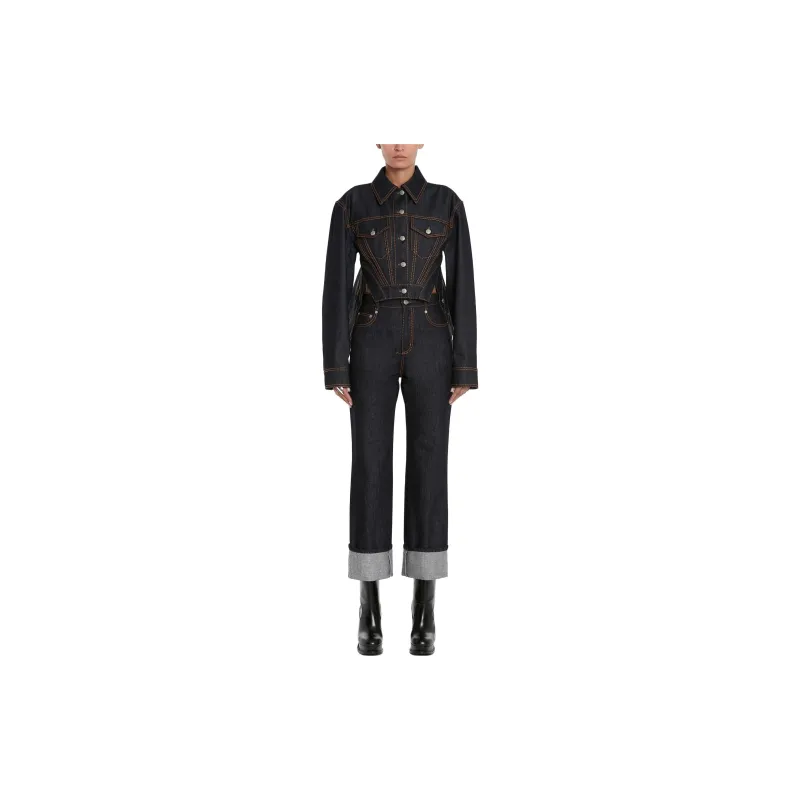 Alexander McQueen SS23 Jeans Women's Blue Gray-1