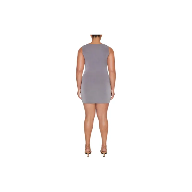 Khy DROP 006 Sueded Stretch Knotted Mini Dress Sleeveless Dress Women's STEEL GREY/Steel Gray-2