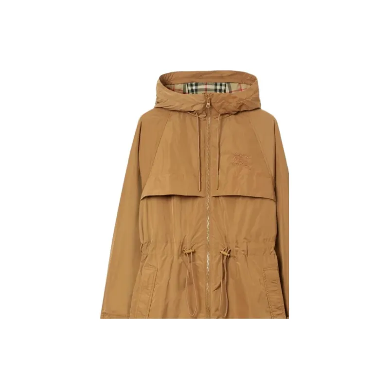 Burberry EKD Zip up Hooded Lightweight Parka In Camel-1