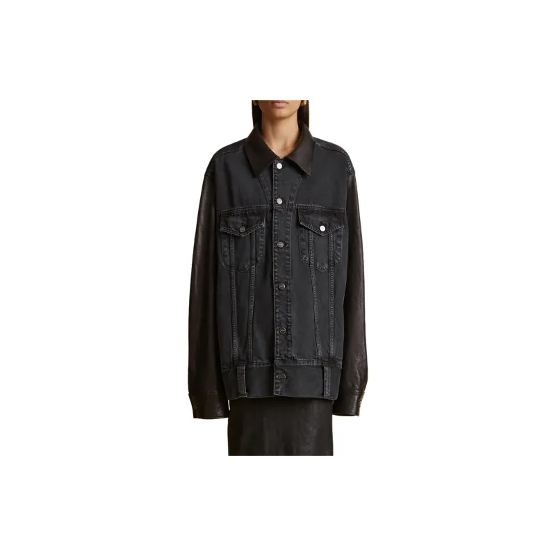 KHAITE Grizzo Jacket Leather Combo 'Prescott'-1