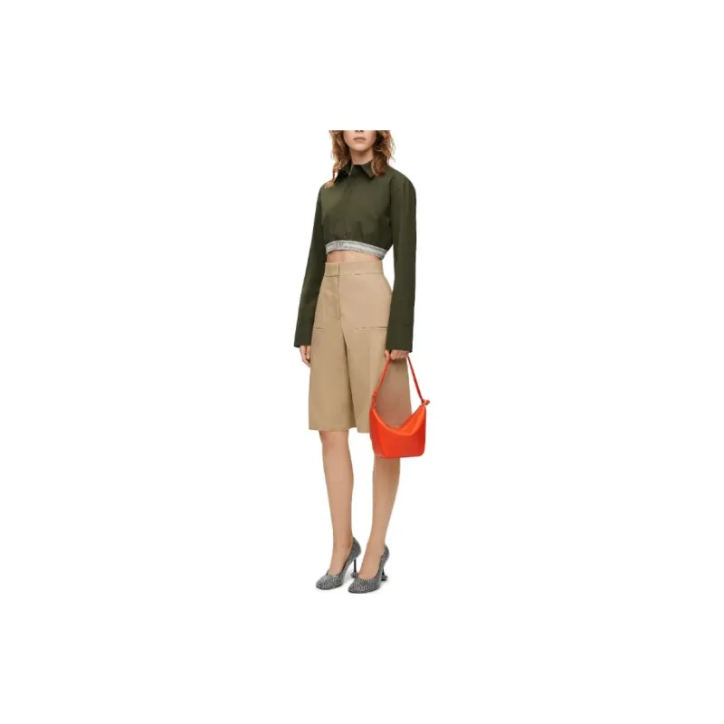 LOEWE Cropped Shirt 'Dark Olive Green'-3