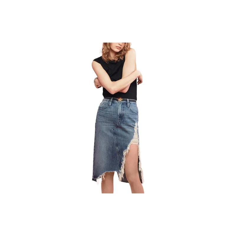 FRAME Distressed Denim Skirt-1