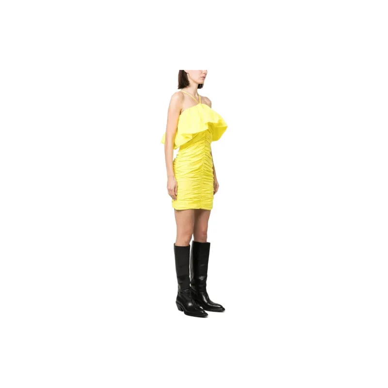 MSGM Ruffle Detailed Halter Neck Mini Dress-2