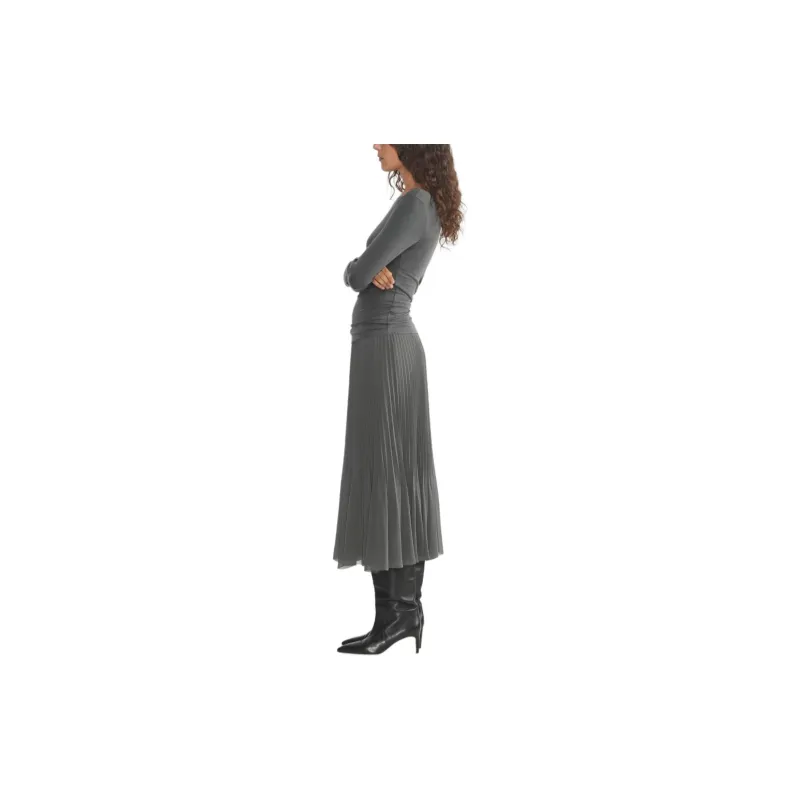 ARITZIA Wilfred New Twirl Pleated Skirt Casual Long Skirts Women's Coal Grey/Coal Gray-3