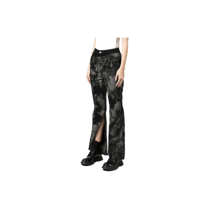 Feng Chen Wang Embroidered Double waisted Flared Jeans-3