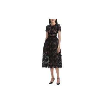 Self portrait Short Sleeved Dress Women's Classic Black