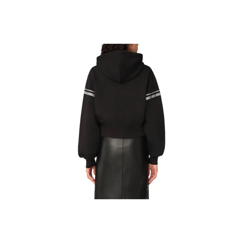 GCDS Crystal embellished Cropped Cotton Hoodie-4