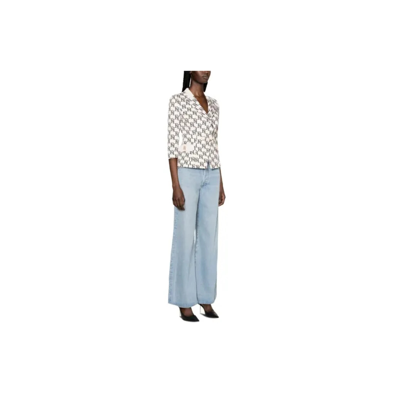 Elisabetta Franchi Monogram Double Breasted Blazer-3