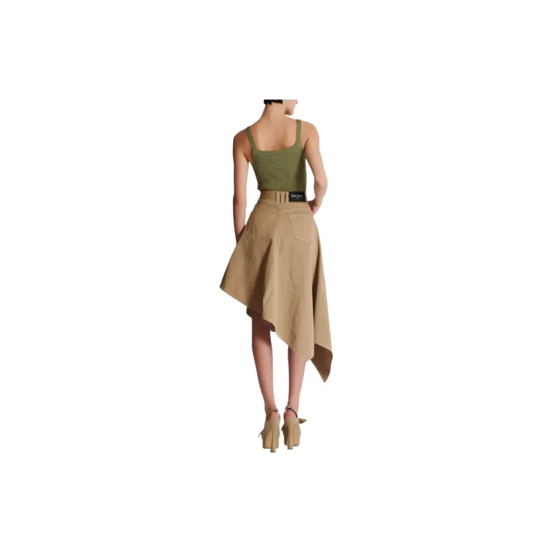 BALMAIN Flared-Effect Logo Patch Skirt-2