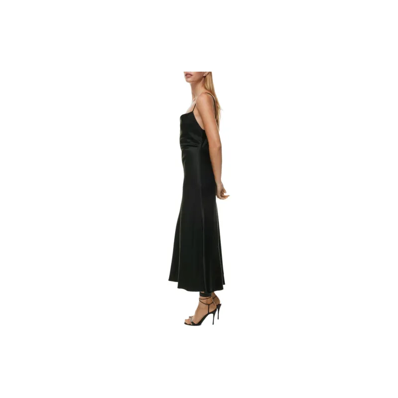 ARITZIA Ten Affection Satin Maxi Dress Slip Dresses Women's BLACK/Black-4