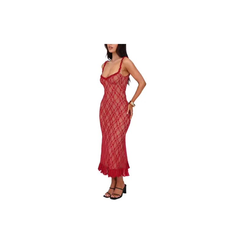 Tiger Mist DEJA DRESS Slip Dress Women's Red-4
