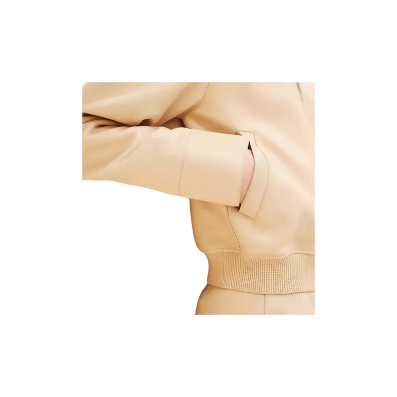 HERMES FW24 Leather Jacket Women's Beige-2