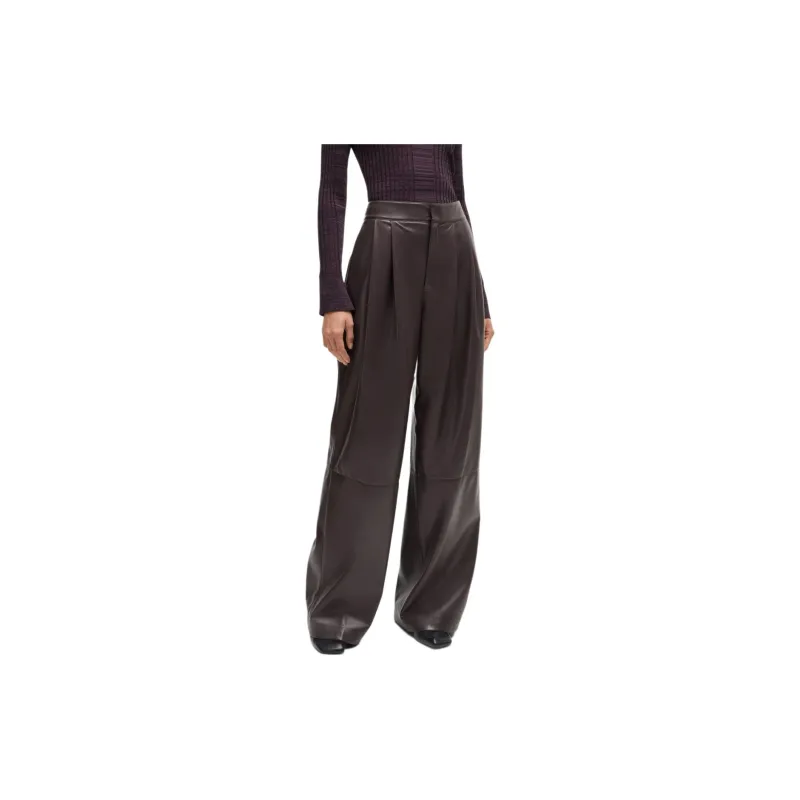 HUGO BOSS Pleat-detailing Faux-leather Trousers-2