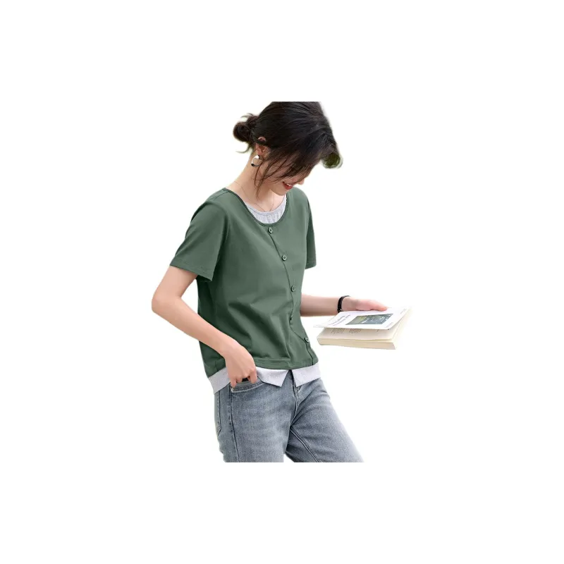 XWI T Shirt Women's Olive Green-1