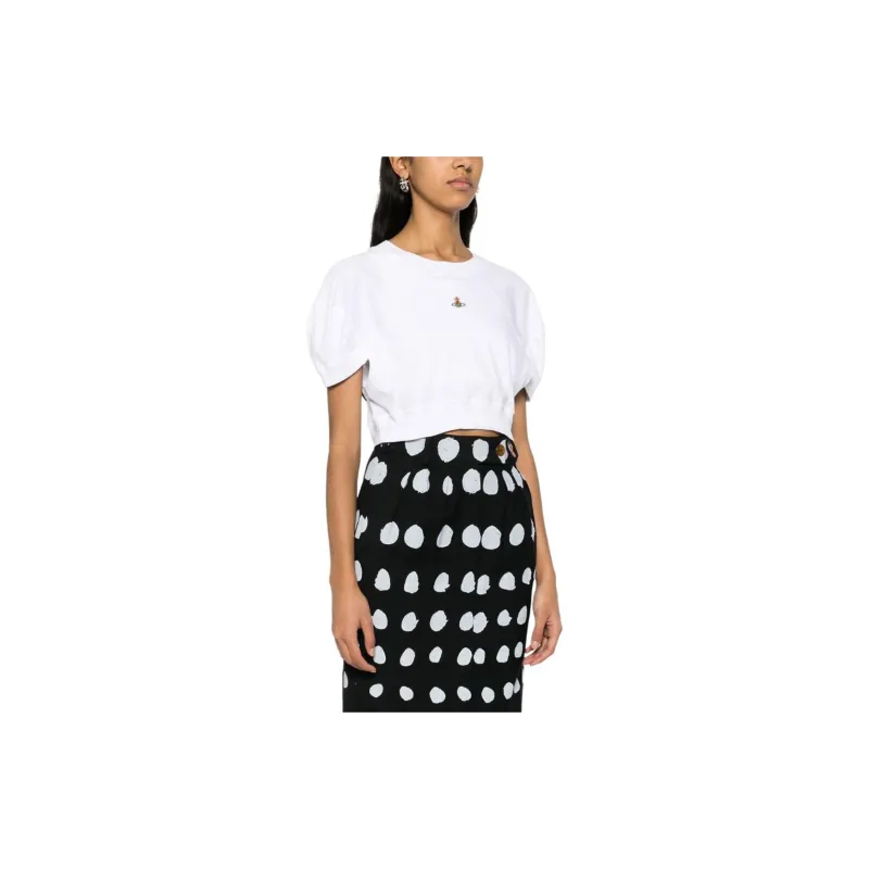 Vivienne Westwood Logo Embroidered Cropped T Shirt-3